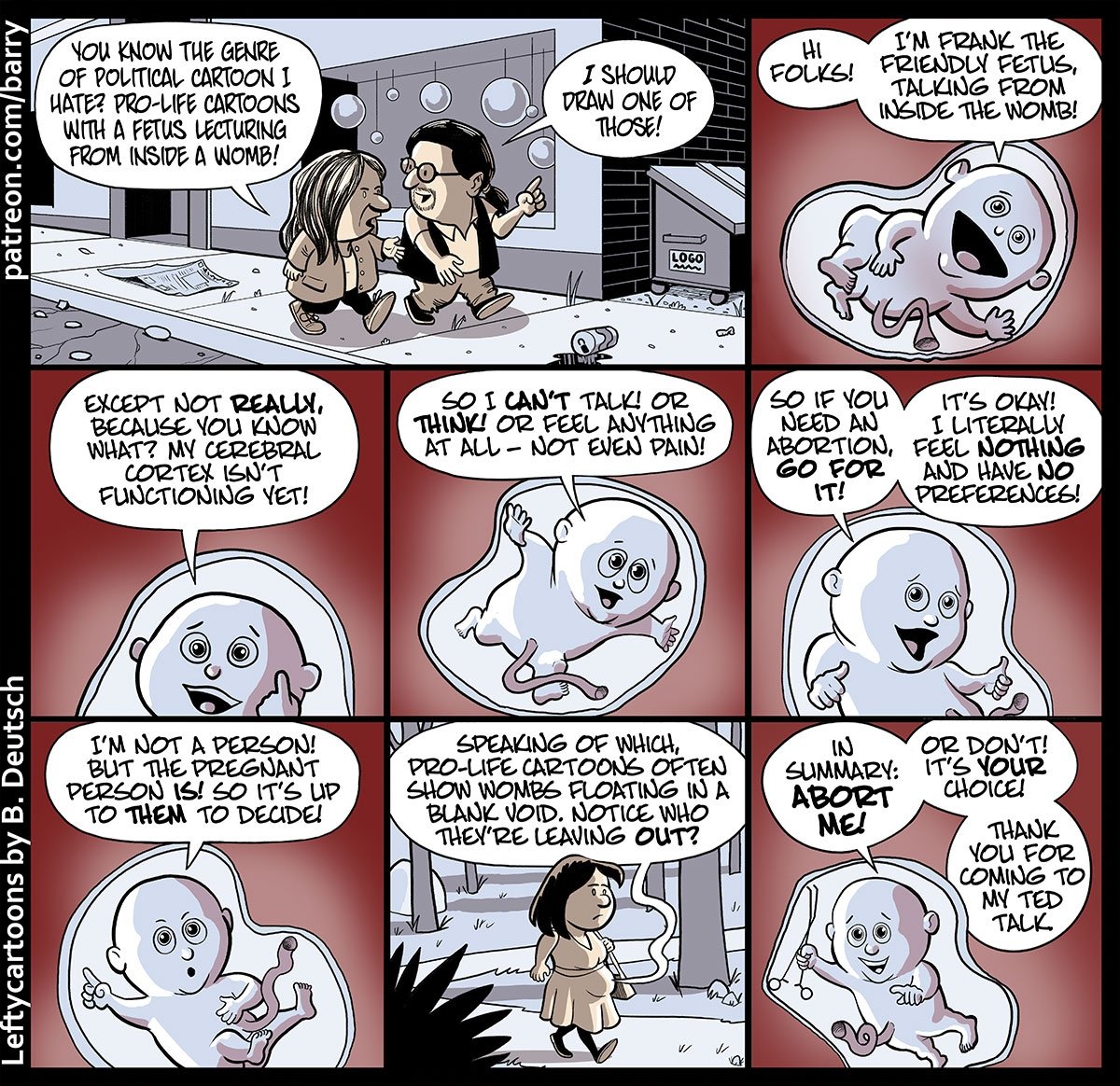 Floating fetus in the womb