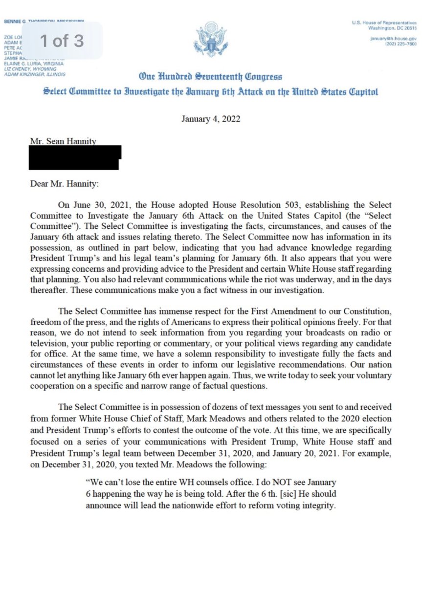 hannity letter page 1