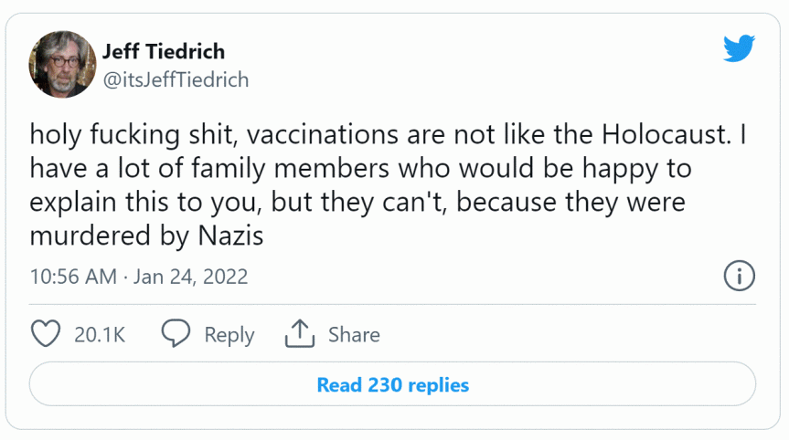 vaccinations are not the holocaust