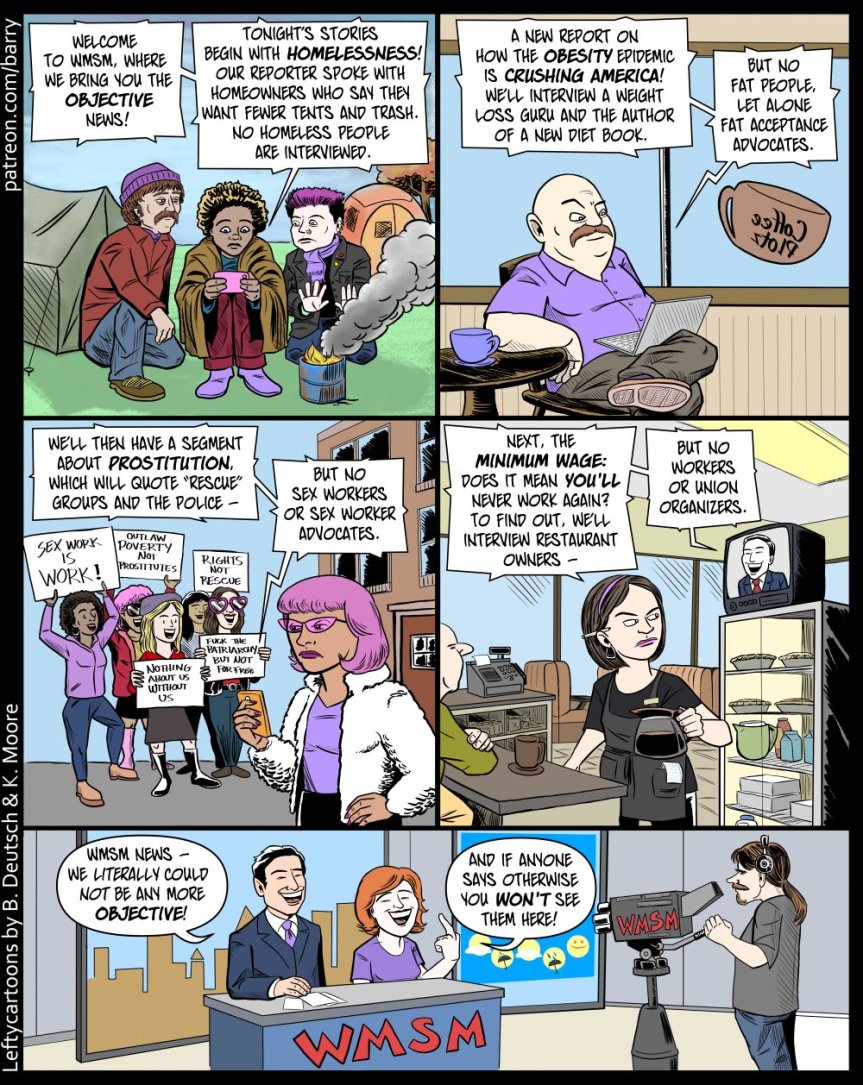 Not objective news cartoon