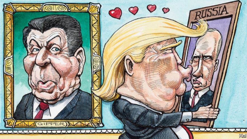 Reagan watching kissing putin