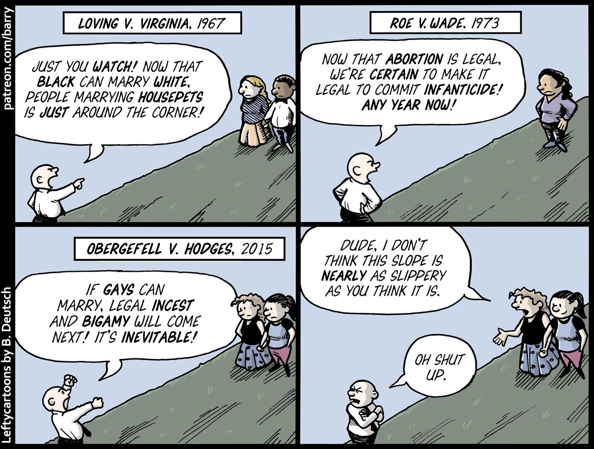 Slippery slope is all the right sees