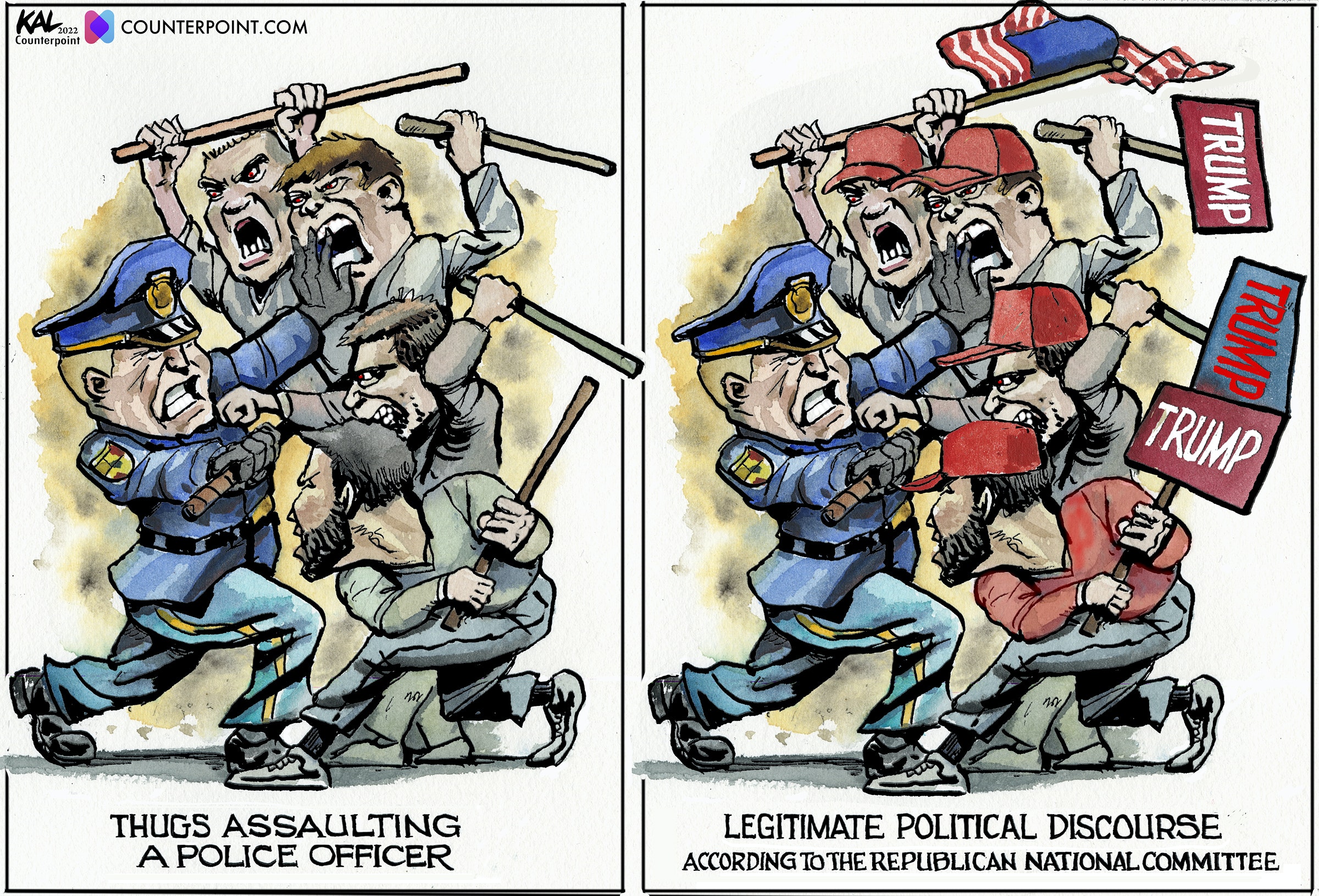 thugs assaulting police maga