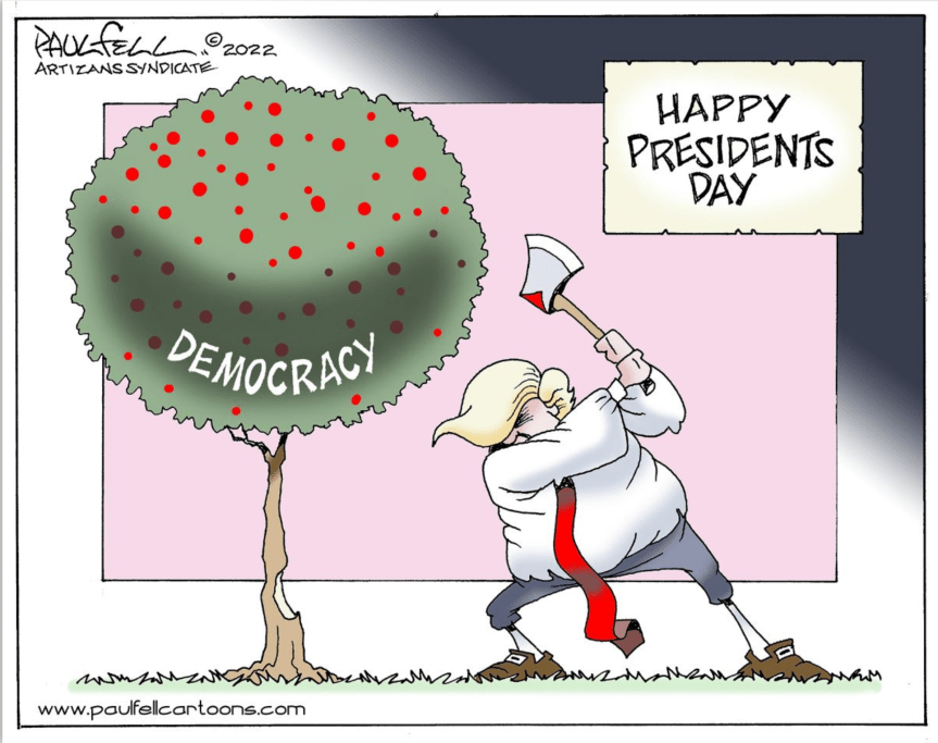 trump chop down the democracy tree