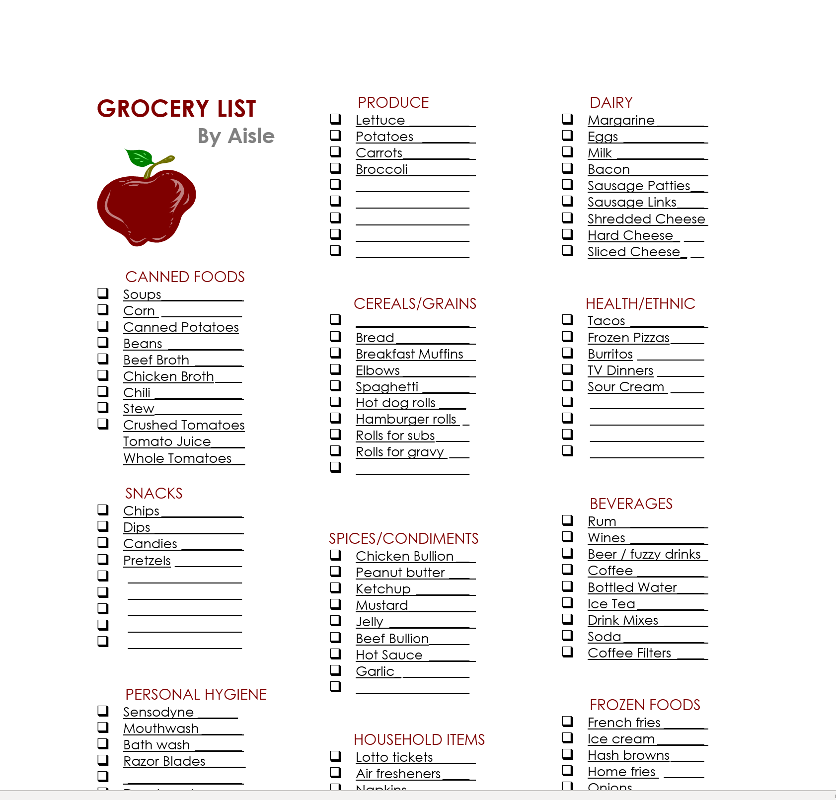 Grocery list screen shot 1